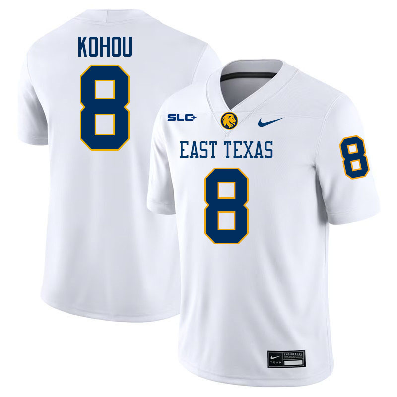 East Texas A&M Lions #8 Kader Kohou College Football Jerseys,Uniforms-White